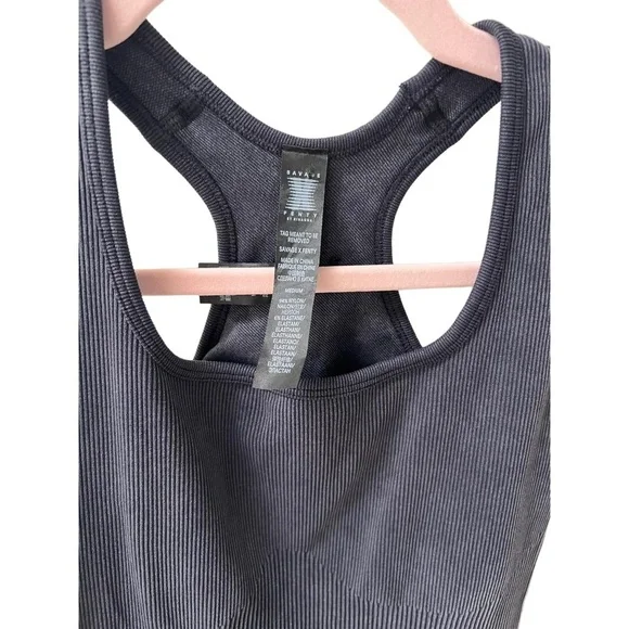 Savage X Fenty Womens Medium Black Ribbed Racerback Activewear Jumpsuit - Picture 9 of 10